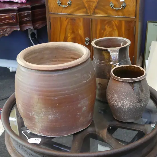 3 EUROPEAN POTTERY JUGS H.210mm