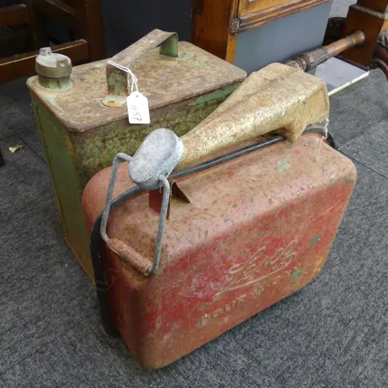 2 VINTAGE FUEL CANS; LESCO & CASTROL 