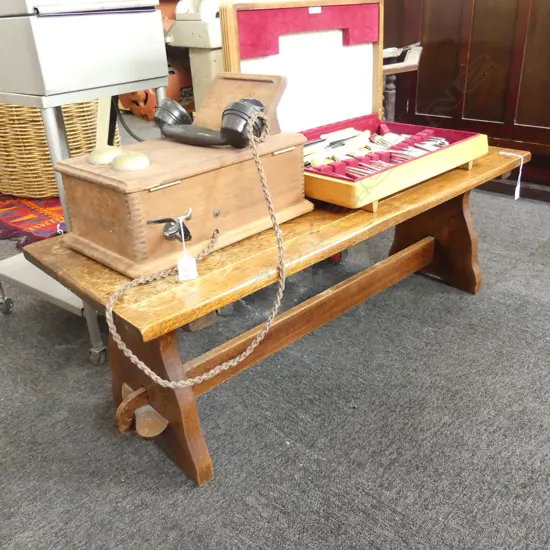 OAK STOOL - ART AND CRAFTS SPLIT TO TOP/FADED 1060 X 370 X 370mm