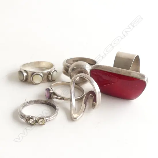 6 ASST STG SILVER RINGS