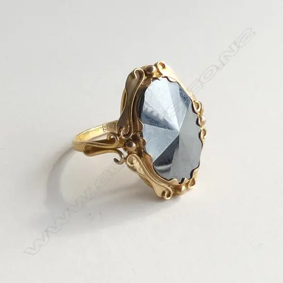 9CT GOLD & HEMITITE RING 4.56gms