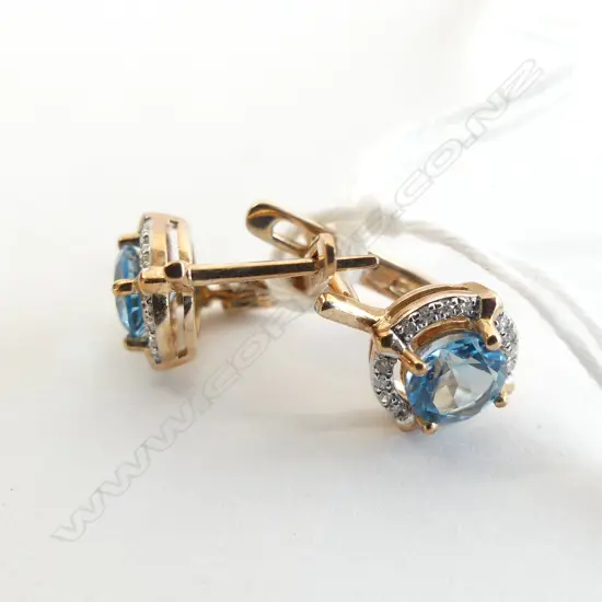 PR 14CT GOLD & SPINEL ? EARRINGS 2.1 GRAMS