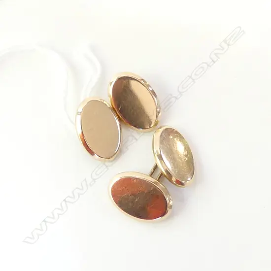 PAIR OF 15CT GOLD CUFF LINKS – 5.5gm MAKER’S MARK H A S BIRMINGHAM DATE (?)