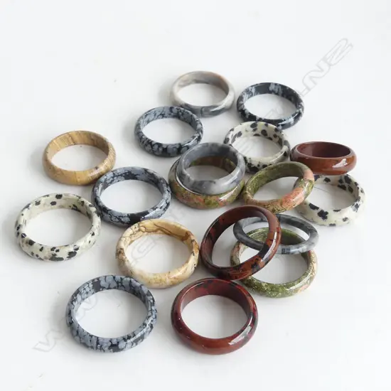 18 ASST NATURAL STONE BAND RINGS