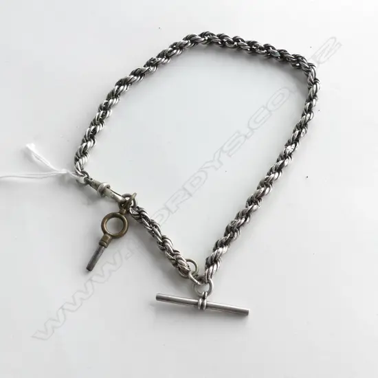 OLD SILVER FOB CHAIN FANCY LINK L.360mm