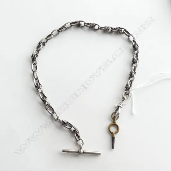 OLD SILVER FOB CHAIN PRINCE OF WALES. L.330mm