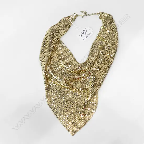 WHITING & DAVIS USA MESH NECKLACE 1980s 55cm x 22cm