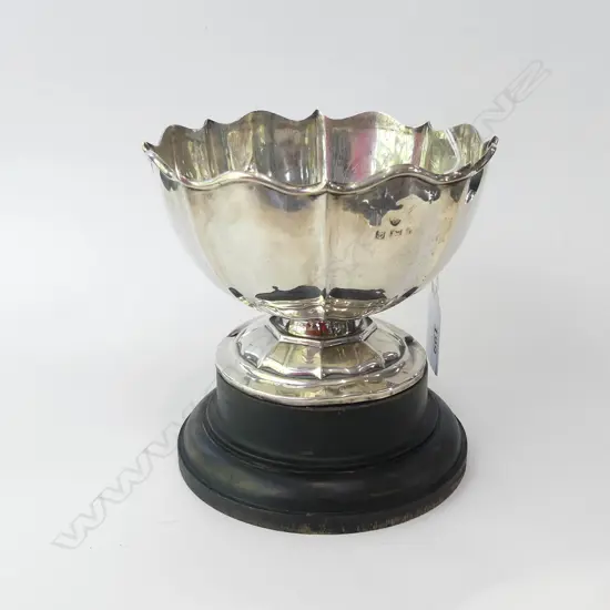 STG SILVER ROSE BOWL ON PLINTH - B'HAM 1907 H.125MM on base