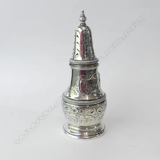 SILVER PLATE SUGAR CASTOR, ENGLAND, H. 180MM
