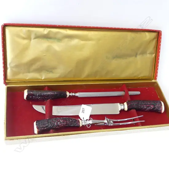 SHEFFIELD CARVING SET IN CASE BY HIRAM WILD