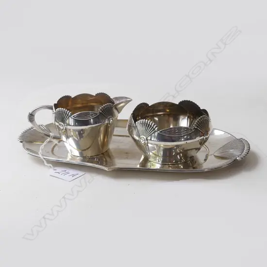 WMF GERMAN ART DECO CREAMER AND SUGAR BOWL H. 60mm