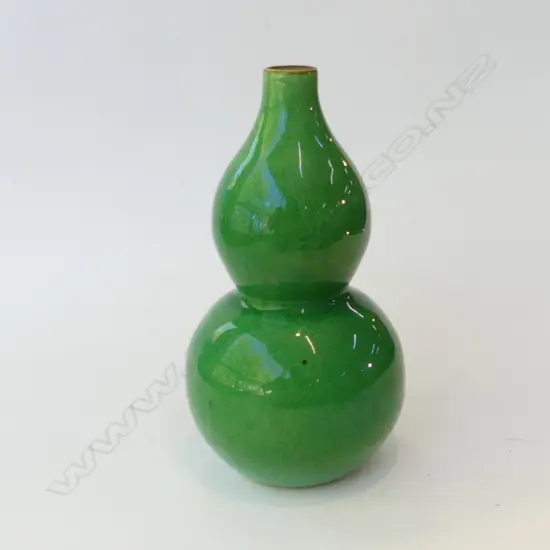 CHINESE GREEN CRACKLE GLAZE DOUBLE GOURD VASE H.150mm