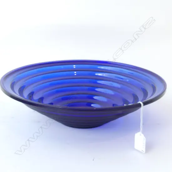 LG COBALT BLUE STEPPED GLASS BOWL DIA  350MM