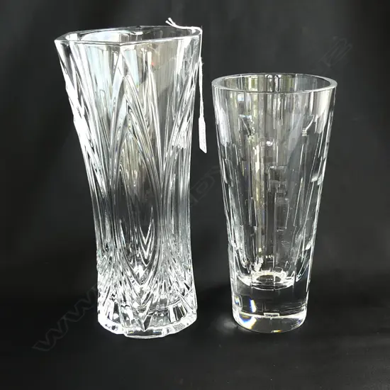 2 CRYSTAL VASES; ROYAL DOULTON & OTHER H.295mm