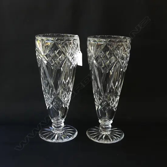 PAIR CUT CRYSTAL VASES H.250mm