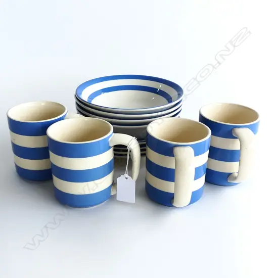 12 PCES T. G. GREEN CORNISHWARE; 4 MUGS, 4 BOWLS, 4 SIDE PLATES 175mm dia
