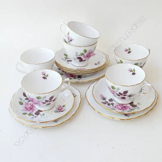 ROYAL VALE 3 TRIOS + 3 CUPS & SAUCERS 