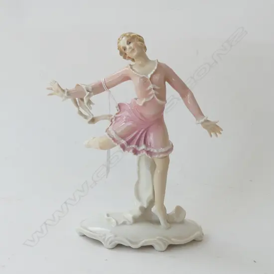 PORCELAIN FIGURINE - DANCER, WOLKSTADT, GERMANY, NB MANUFAC. FLAW H 200MM