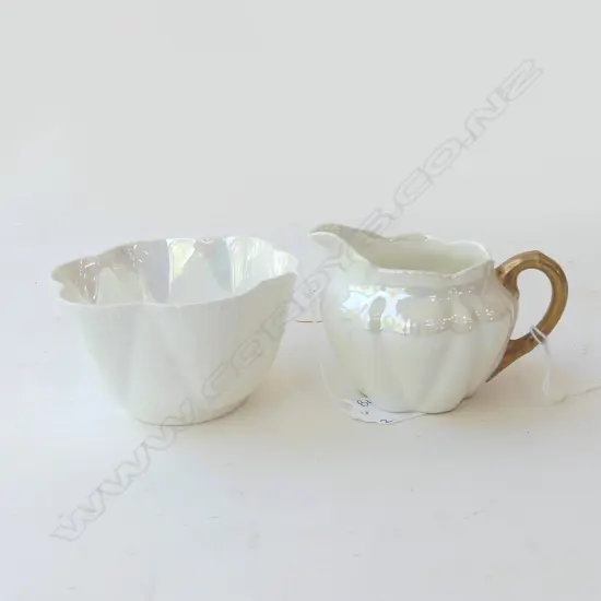 FOLEY LUSTREWARE SUGAR BOWL AND CREAMER