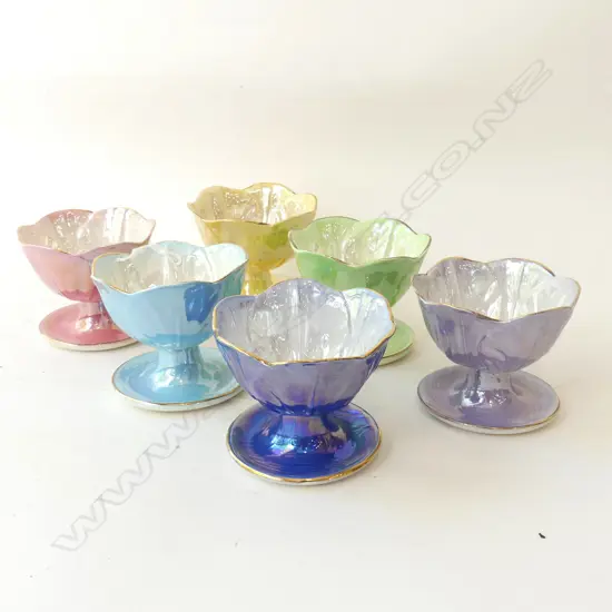 SIX MALING HARLEQUIN LUSTRE SUNDAE DISHES