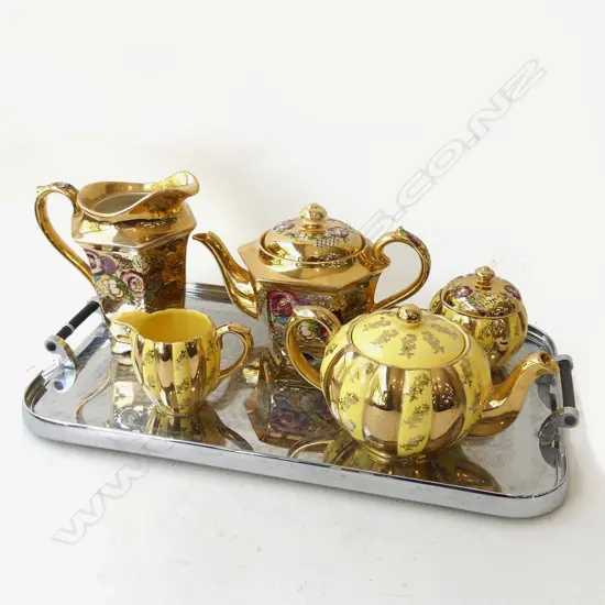 TWO SADLER PART TEA SERVICE’S + DECO CHROME TRAY