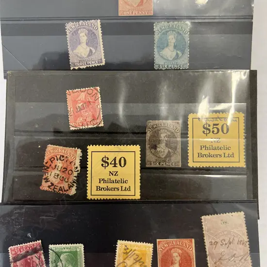 6 NZ FULL FACE QUEENS + 6 OTHER STAMPS: 2 x imperf 1d. 1d perf. 3d perf lilac see more...