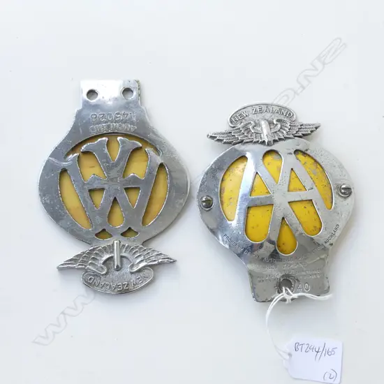TWO AA AUCKLAND CAR BADGES