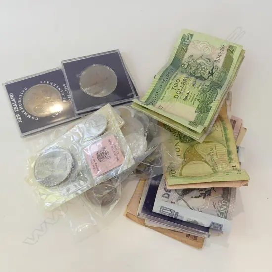 ASST. WORLD NOTES & COINS INCL. 1967 SET, 4 COMMEMORATIVE