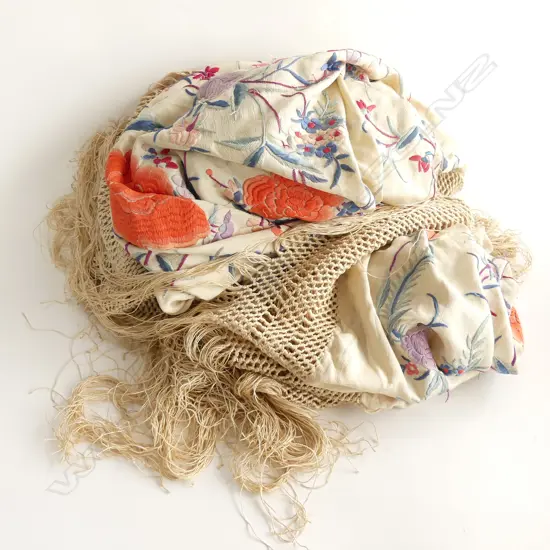 1920s CANTON SILK SHAWL (some staining)