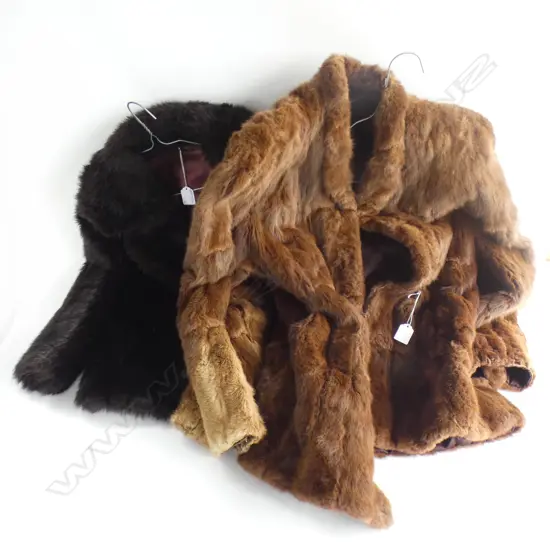 2 VINTAGE FUR COATS (DARKER IS FAUX)