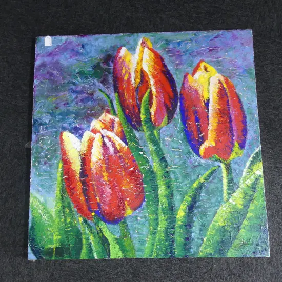 ARTIST UKNOWN TULIPS MIXED MEDIA 760x760mm