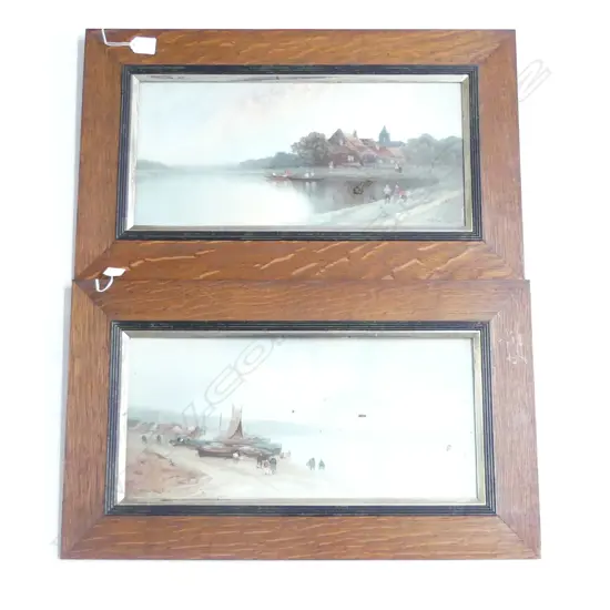 2 VAN HIER PRINTS IN OAK FRAMES 210x465mm AF