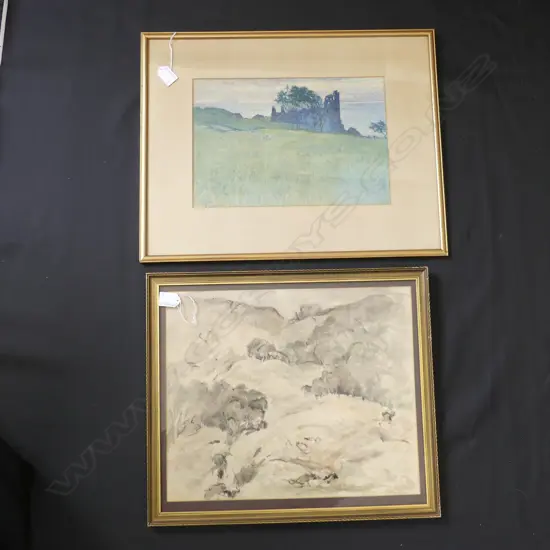 2 W/Cs  W. A. S. PENLINGTON 'HILLS AT MAHANGA', A. S. BOYD 'DUNURE CASTLE' 1907 240x350mm