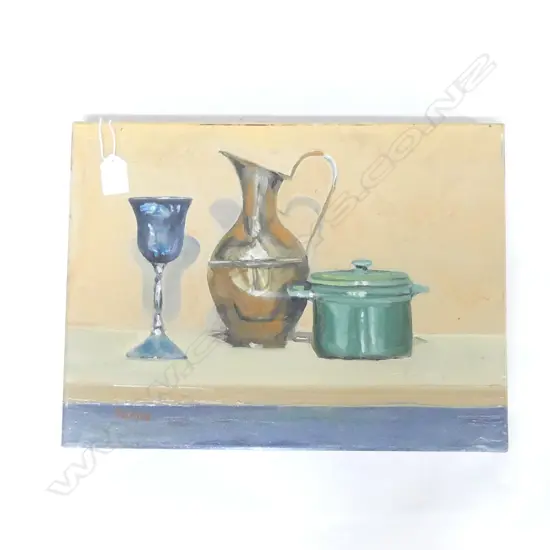 V. CURTIS? STILL LIFE OIL, UNFRAMED 300x405mm