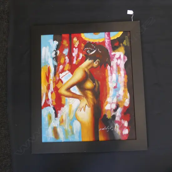 NUDE LADY PORTRAIT - OIL ON BOARD - SIGNED MELODY K (?)  640 X 540MM