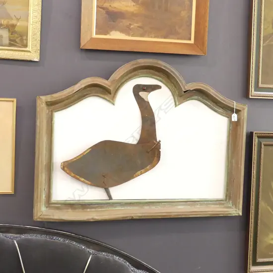 VINTAGE GOOSE DECOY IN COPPERED FRAME 1000 X 750MM