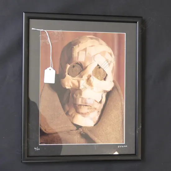 DOUGLAS WRIGHT PRINT; SKULL w. PLASTERS, 4/50 INITIALLED & DATED 2006 260x200mm 