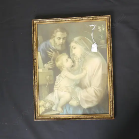 FRAMED RELIGIOUS PRINT, JESUS, MARY & JOSEPH 410 X 300MM