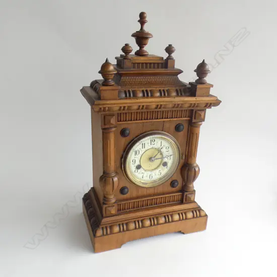 ARCHITECTURAL LATE VICTORIAN WALNUT CLOCK