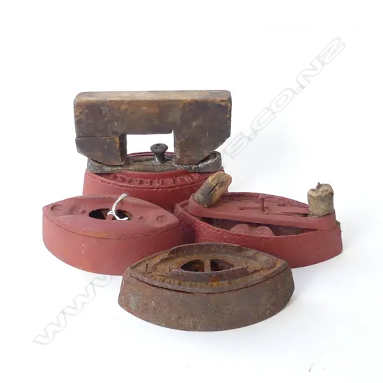 FOUR VINTAGE CLOTHES IRONS