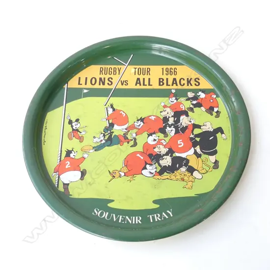 ALL BLACKS V LIONS 1966 RUGBY TOUR TRAY DIA 310MM