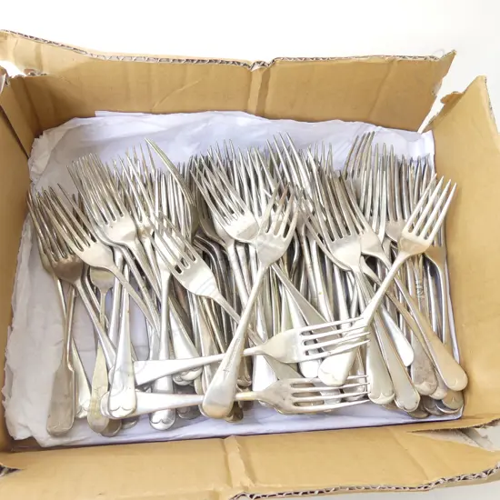 BOX 100 SILVER PLATED FORKS, SHEFFIELD