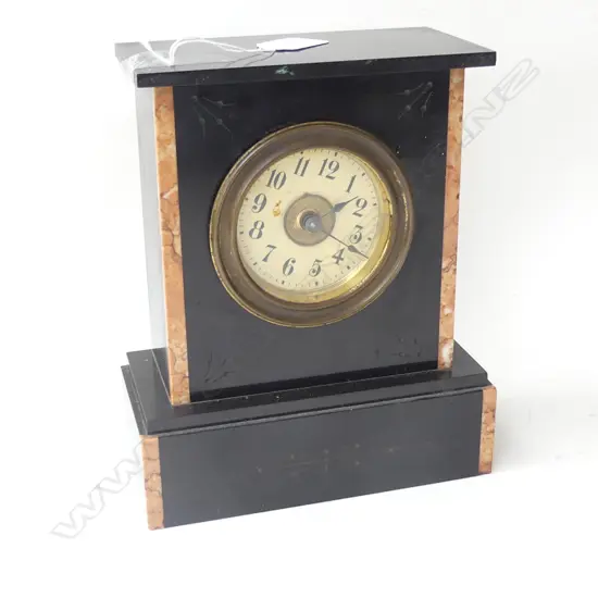 BLACK MARBLE MANTLE CLOCK AF H.230mm