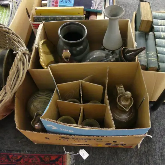 BOX LOT ASST. STUDIO POTTERY -  Grieg Barnett, Melis Van Der Sluis etc