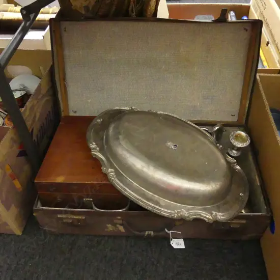 OLD SUITCASE w. EPNS ETC