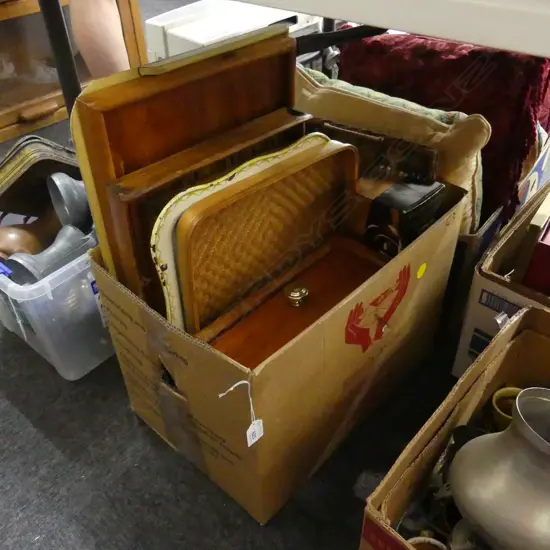BOX LOT WOODEN TRAYS, RETRO DRAWER, STAR WARS BOXED SET