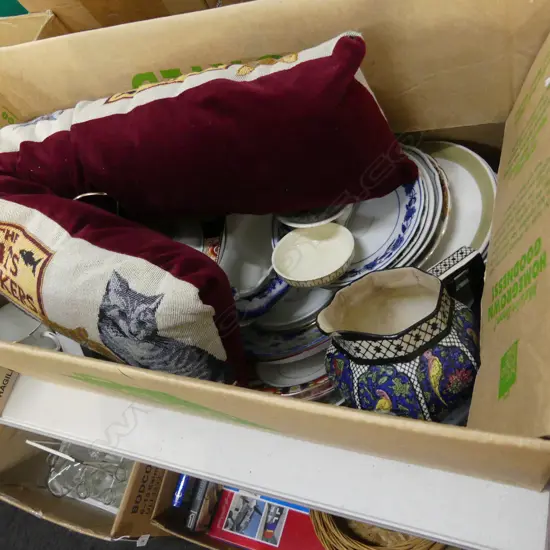 BOX LOT OF PLATES ETC