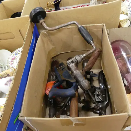 BOX ASST VINTAGE TOOLS 