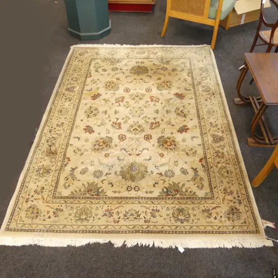 KIRMANA PLUSH WOOL MACHINE MADE RUG - CREAM BACKGROUND  1700 X 2400MM