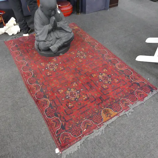 HAND KNOTTED AFGHAN KHAMYAB ALL WOOL RUG 1950x1260mm